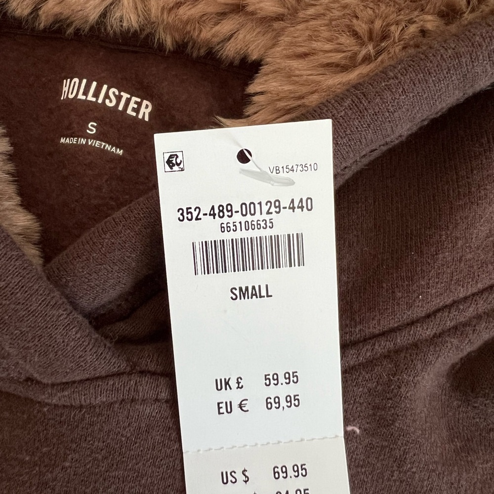 Hollister Brown Hooded Sweatshirt with Pink '08 Patch - Picture 2 of 2